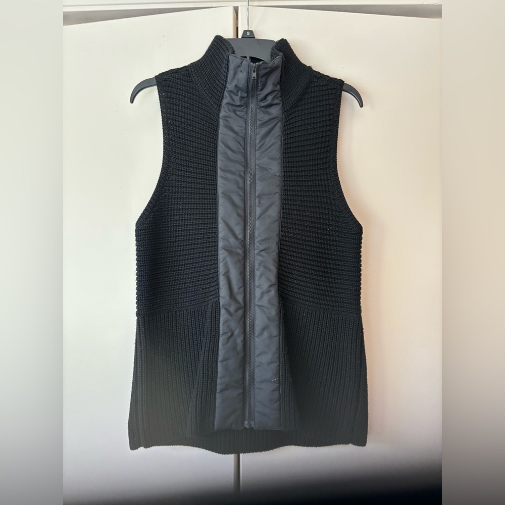Eileen Fisher Black Textured Wool Knit Vest
